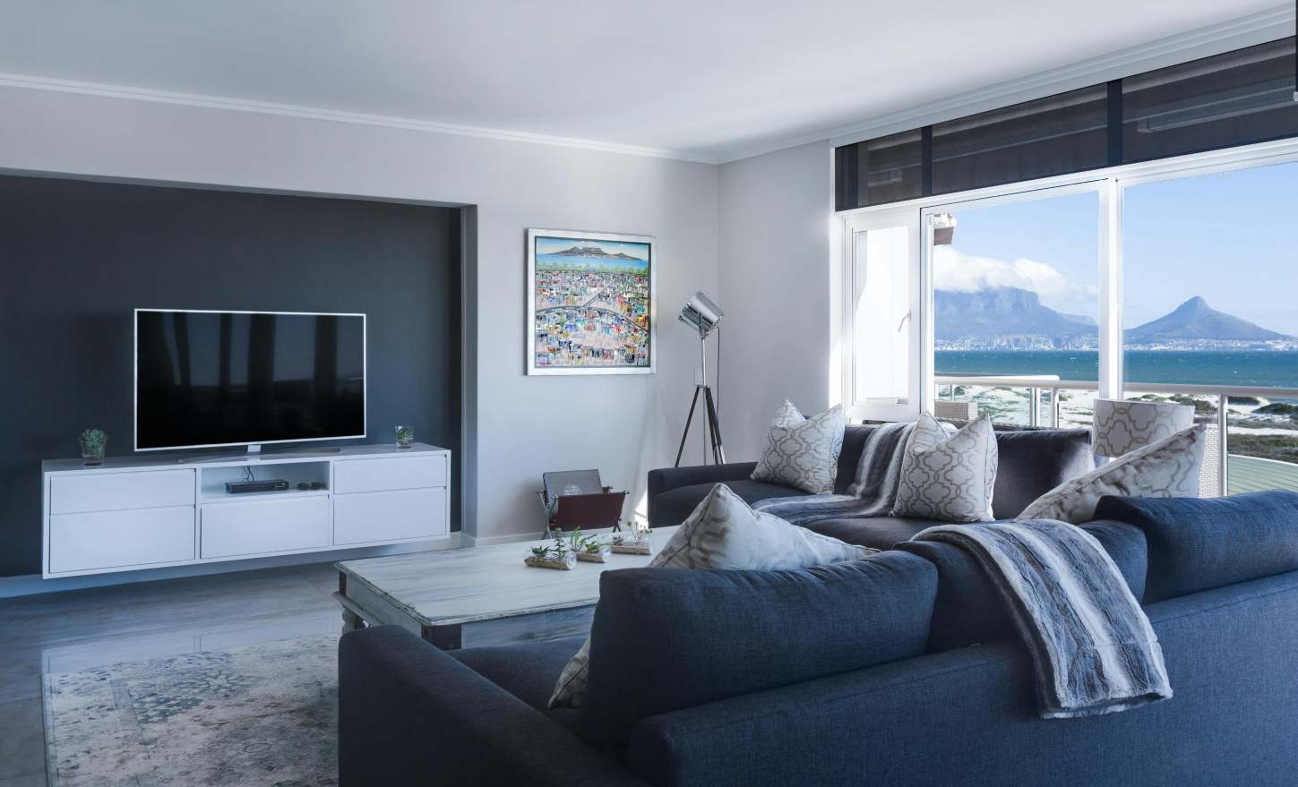 Image of a fabulous living room with a smart TV professionally mounted to the wall