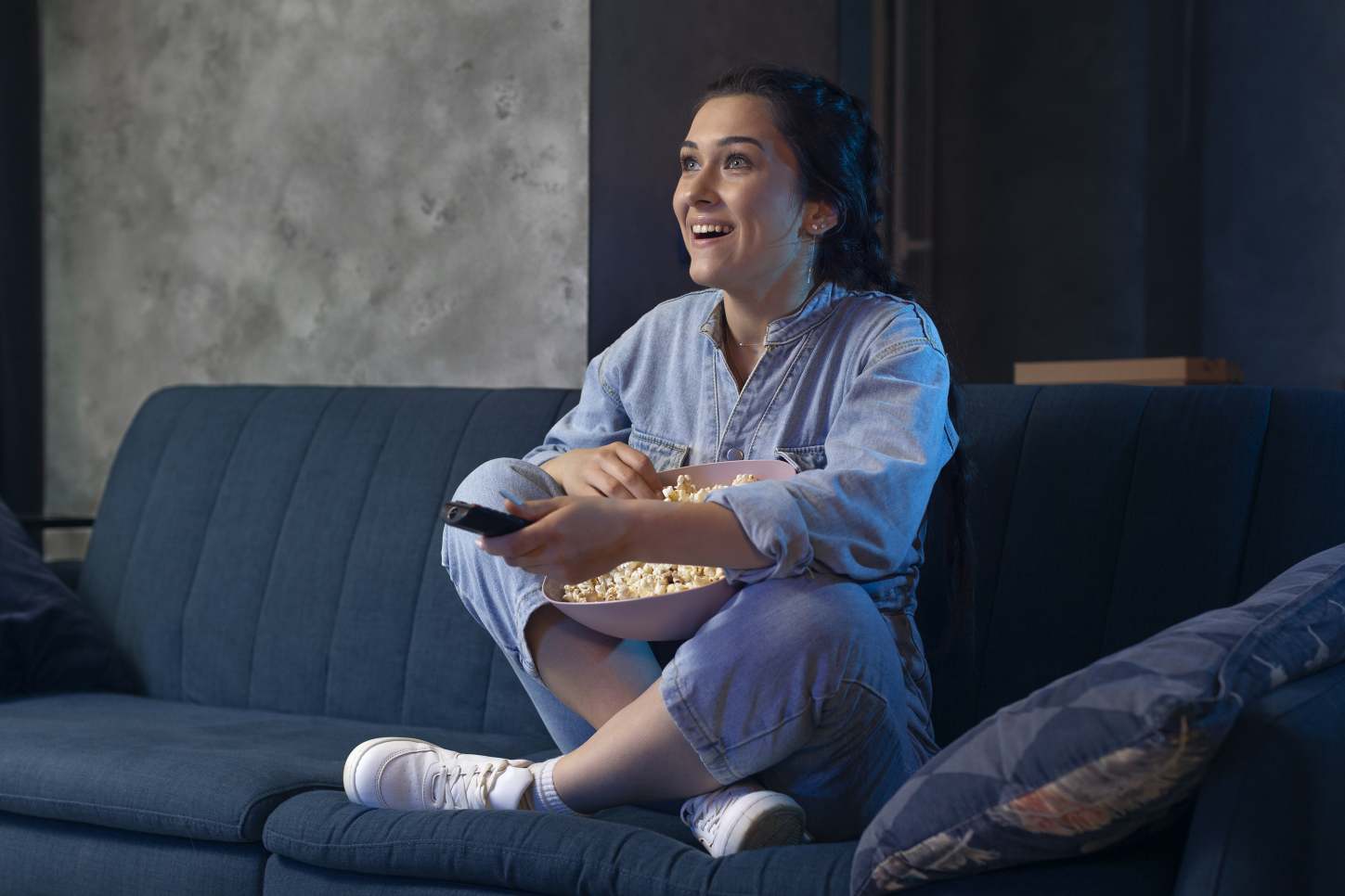 White woman enjoying her favourite soapie